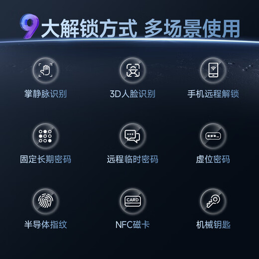 Lenovo R30 Smart Door Lock Fingerprint Lock 3D Face Recognition AI Smart Smart Lock Electronic Lock Entry Door Password Lock Fully Automatic Cat's Eye Home Security Door