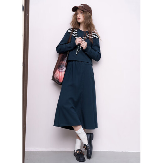 Fairy's Pocket Sweatshirt Skirt Two-piece Suit for Women 2025 New Early Autumn Outfit Lazy and Casual Playful Gray L