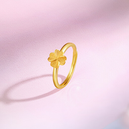 Saturday Fortune Lucky Four Leaf Clover Pure Gold 999 Gold Ring for Women Price A0112976 Live No. 14 Approximately 2.26g