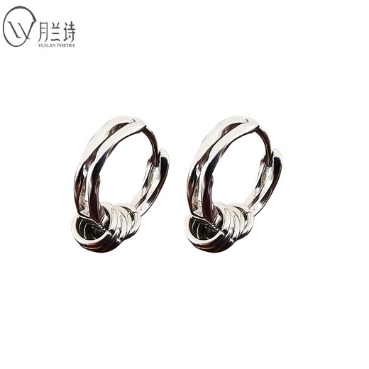 YUELANSHI (YUELANSHI) sterling silver earrings 2024 new hot style men's ear piercing earrings high-end girls' earrings single earrings hoop style 999 sterling silver double twist earrings 10MM white (single
