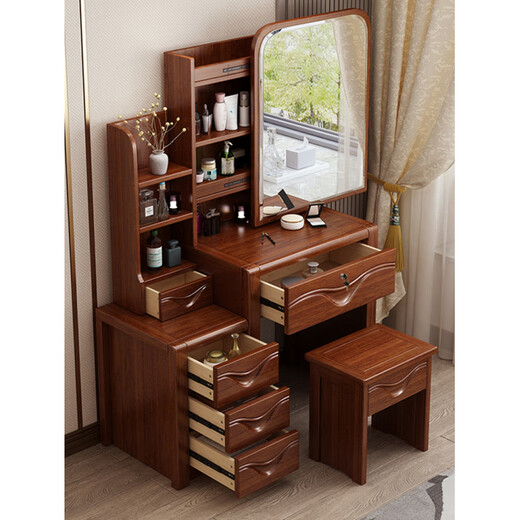 DeRUCCI HOME solid wood dresser and storage cabinet integrated bedroom modern Chinese style simple small apartment walnut dresser dresser 530# dresser (comes with stool) three colors available assembled wood