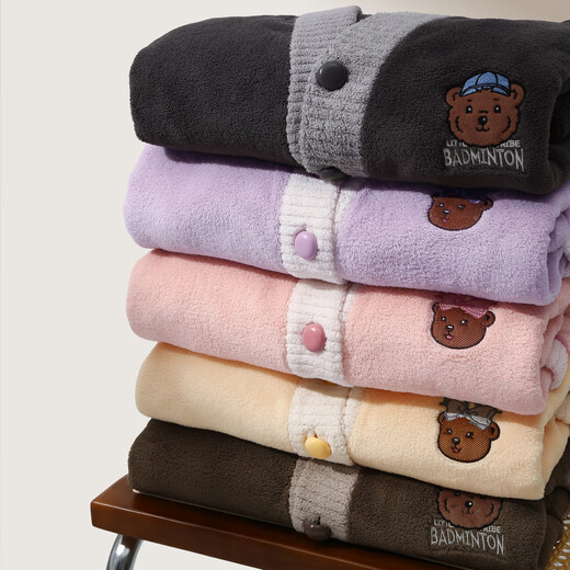 Fenton Couple Pajamas Autumn and Winter Men and Women Coral Fleece Antistatic Flannel Warm and Velvet Home Clothing Set Taro Purple (Female) L Recommendation: Female 110-124 Jin Jin equals 0.5 kg, Male 126-146 Jin Jin equals 0.5 kg