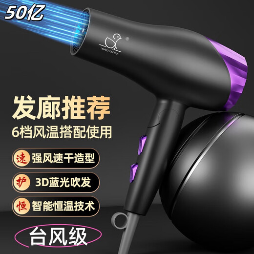 Xiaoya (XIAOYA) 2400W high-power hair salon hair dryer negative ion hair dryer blue light hair care folding hair dryer powerful high-speed large hair dryer King top version Honor Purple + 2000W + free air nozzle + foldable 4.5 billion blue light ion hair care typhoon-level wind movement