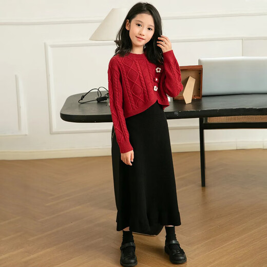 Little Bear Elf (xiaoxiongjingling) parent-child mother-daughter dress two-piece suit Chinese New Year autumn and winter high-end family of three or four red national style sweater men's single top / women's two-piece set 170 mother size M (recommended weight 95-110 Jin Jin is equal to 0.5 kg)