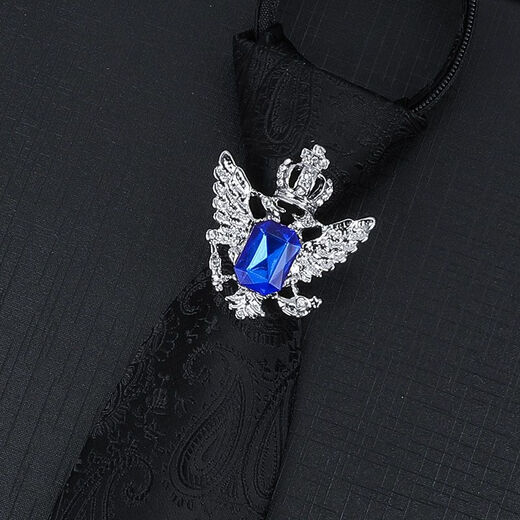 Huansen Clip de col en strass pour hommes haut de gamme, costume rétro, cerceau de cravate décontracté, chemise d'affaires, boucle de cravate ovale en or champagne, cerceau de cravate avec pierres précieuses + noix de cajou rouges et bleues faites à la main