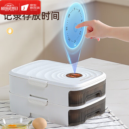 LISM Japan imported quality egg storage box refrigerator chicken drawer type automatic rolling food-grade kitchen fresh storage orange three-layer, about 63 pieces_Automatic replenishment