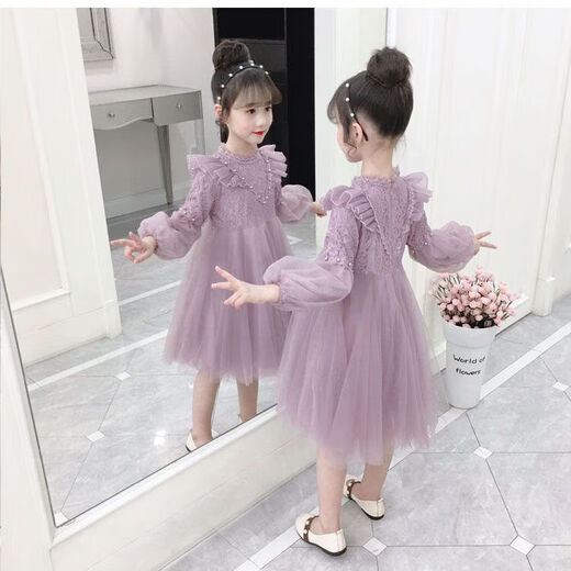 Vinoa 3 Autumn and Winter 4 Girls Dress 5 Waist 2025 New Princess Dress for Kids 6 Winter 7 Western Style 8 Year Old Girl Pink Purple Long Sleeve Spring and Autumn Style 110 It is recommended to take one size up