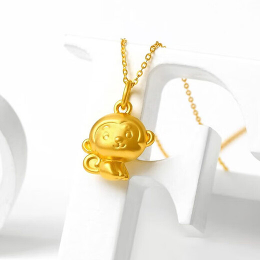 Ningfeng quality zodiac monkey pendant gold color gold monkey necklace birth year zodiac sign transfer bead monkey pendant