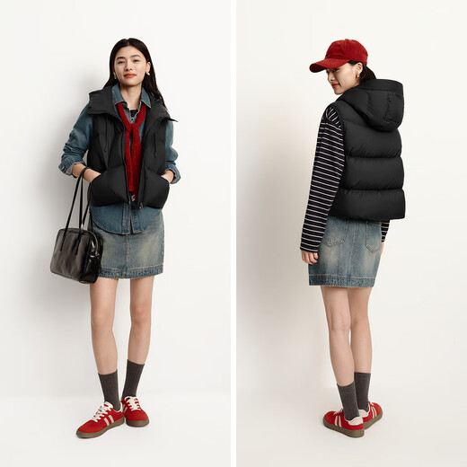 Semir down vest for women winter 90 down waterproof hooded solid color 2025 simple style layering 109725103002