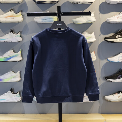 Li Ning Children's Fleece Sweatshirt 2025 Winter Boys and Teenagers Loose Fleece Warm Sweatshirt YWEV047 Dark Navy YWEV047-2 175