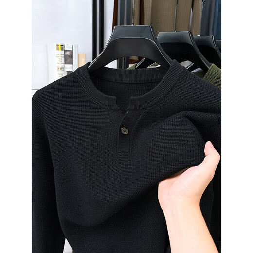 ROMON retro old money style Henry collar sweater men's long-sleeved half-open collar sweater autumn 2025 new round neck base Khaki XL 52/130-150Jin Jin equals 0.5 kg