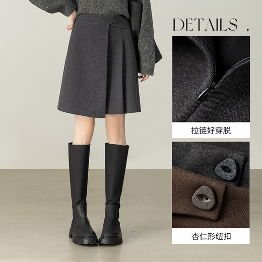 Shandubila small high-waisted short skirt women's winter design irregular thick A-line skirt temperament pleated skirt