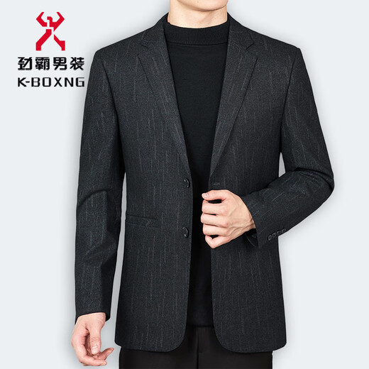Jinba Wool Suit 2025 Autumn and Winter Men's Business Casual Middle-aged Versatile Wool Single Suit Jacket Blue Gray Stripes L 175/92A