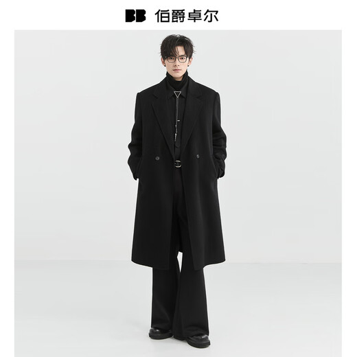 Piaget Zall Camel Hair Long Shoulder Pads Wool Double-sided Wool Coat Men's 2025 Autumn and Winter New Goose Down Liner Jacket Midnight Black Long Sleeve Liner Long Design M (170)