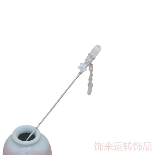 Retro ethnic style hairpin glazed water drop silver step shake tassel ancient style daily simple new Chinese Hanfu hairpin water drop magnolia hairpin white