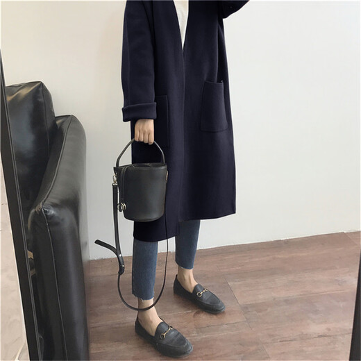 TonLion 2024 autumn and winter minimalist literary atmosphere medium long cardigan sweater jacket for women