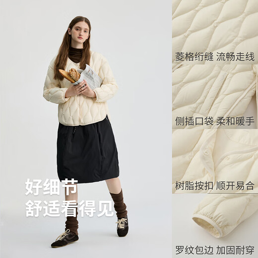 Bingjie BINJORA 25 Spring and Autumn 95 Duck Down Lightweight Down Jacket Women's Warm Round Neck Shape Jacket J5300EB33T