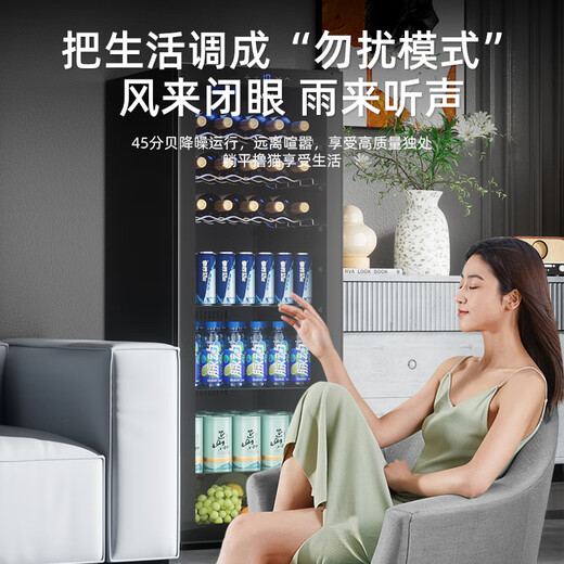 Royalstar Ice Bar Refrigerator Home Living Room Constant Temperature Preservation Refrigerator Tea Beverage Vertical Freezer Office Hotel Sample Freezer Mini Embedded Retro Ice Bar Small Wine Cabinet 238L Retro Model Blue Light + First-Class Energy Efficiency + Refrigeration and Freezing