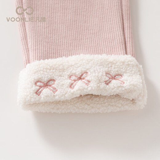 Fanlie VOONLIE Girls' Pants Winter Wear 2025 New Style Children's Casual Outer Pants Baby Girl Warm Plush Straight Pants Pink 90 cm