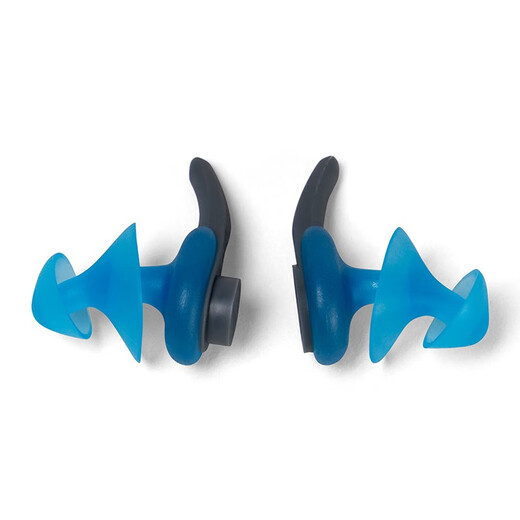 Speedo's new Biofuse earplugs, swimming earplugs, spiral design, sealed, waterproof, comfortable and soft equipment, charcoal gray/pool blue