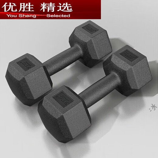 MPPMCK stainless steel dumbbell hexagonal dumbbell men's fitness student 2kg 5kg household 10kg rubber-coated arm training for women total weight 12Jin Jin equals 0.5kg one pair (6Jin Jin equals 0.5kg *2)
