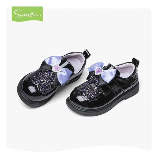 Snafy shopping mall same style girls leather shoes children princess shoes autumn new soft sole black shoes iris black 27 inner length 17.5/suitable for feet 16.5cm long