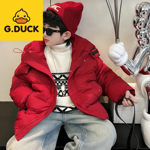 G.duck Boys' Winter Cotton Clothes 2025 New Zodiac Year Thickened Red Cotton Clothes Large Children's Cotton Jackets Spring Autumn and Winter Jackets Red 120 cm