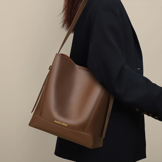 Marie Claire bag women's 2025 young luxury women's bucket bag shoulder bag for wife and girlfriend birthday gift high-end brown brand gift box