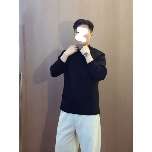 7 excellent products Henry collar sweatshirt men's autumn and winter new fashion brand heavyweight polo shirt loose shoulder jacket top men LHFS-CX81 black M