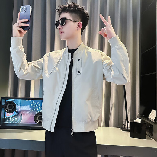 Burwilde international brand trendy brand handsome jacket men's spring and autumn baseball uniform men's 2025 new men's casual military green XL