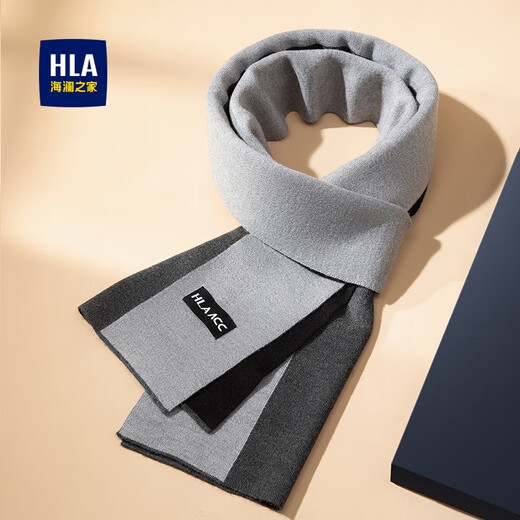 Heilan House scarf contains wool for men's winter fashion warm scarf to prevent cold birthday gift for dad and boyfriend gift box scarf black gloves combination pack