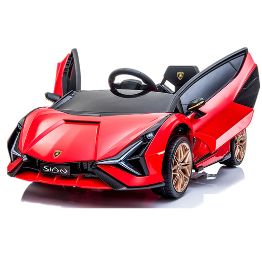 Lamborghini children's electric car four-wheel with remote control car male and female baby children can sit on toy car stroller green four-wheel drive + lithium battery + leather seat electric drive