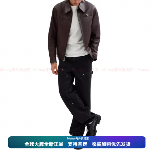 Легкая однотонная кожаная куртка COACH Heritage C с длинными рукавами и карманами с лацканами, коричнево-коричневая XS