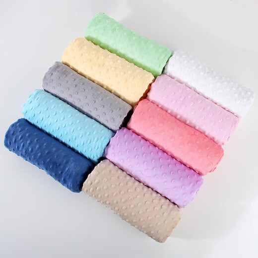 Newborn Bean Velvet Soothing Blanket Baby Double-layered Edged Pressed Foam Blanket Baby Cover Blanket Solid Color Quilt B146-White 80*100CM