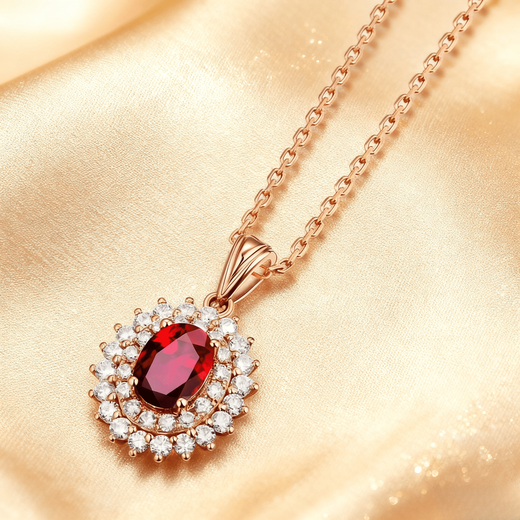 COASZE 1 carat unburned pigeon blood ruby necklace for women, classic colored gemstone, 18K gold, luxury, 0.5 carat, 24.3 points diamonds