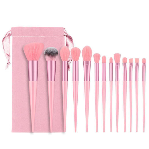 13-piece makeup brush set for beginners, loose powder eye shadow, lip concealer, cheek base, soft-bristled makeup brush, 13-piece glazed purple velvet bag, 13 pcs glazed purple velvet