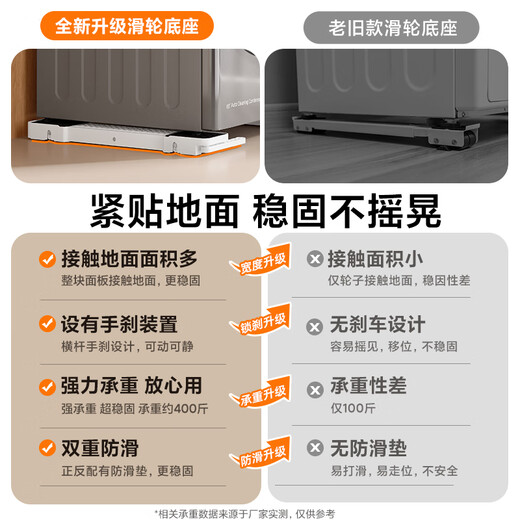 Beishi washing machine base frame can be lifted and lowered, mobile shock-proof bracket, anti-slip roller pulsator, refrigerator, universal pulley rack, washing machine heightening bracket, black lift type