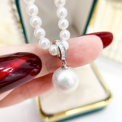 Hengjiuye DIY pearl accessories S925 silver pendant buckle empty support golden silver necklace pendant with 10-13mm round bar silver pendant empty support not including beads and chain