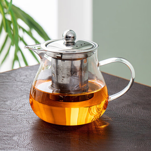 Heat-resistant Wujun glass teapot set simple tea set high borosilicate home office glass teapot health pot Wujun single pot + 6 colorful cups 530ml