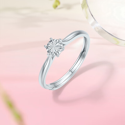 Saturday Fortune (ZLF) PT950 platinum ring for women, shiny elegant and simple flower ring for girlfriend, size 13-2.68g