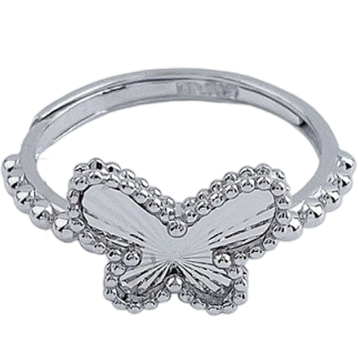 Laofu Gold Platinum Hollow Live Edge Beads Dancing Butterfly Ring Women's Ring Mother and Lover's Birthday Mid-Autumn Festival Gift Dancing Butterfly Ring Women's Ring (Approx. 3.7g)