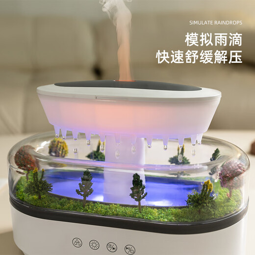 South Sandwich Aromatherapy Machine Automatic Fragrance Machine White Noise Humidifier Desktop Micro Landscape Home Bedroom Silent Colorful Ambience Light Large Fog White Noise Aromatherapy Humidifier Simulated Raindrops + Micro Landscape + Birthday Packaging, Gift Bag