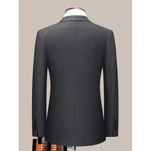 BOSS men's wool suit suit 2025 new spring and autumn gray double slit men's wedding suit jacket two-piece set - gray XL 180 suitable for 140-155 Jin Jin equals 0.5 kg