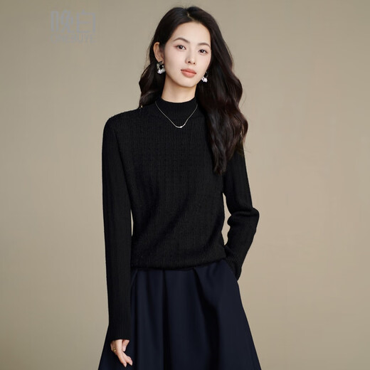 Late White New Product 2025 Winter Fashionable Casual Sweater Plus Velvet Warm Knitted Sweater for Women Without Belt Black S