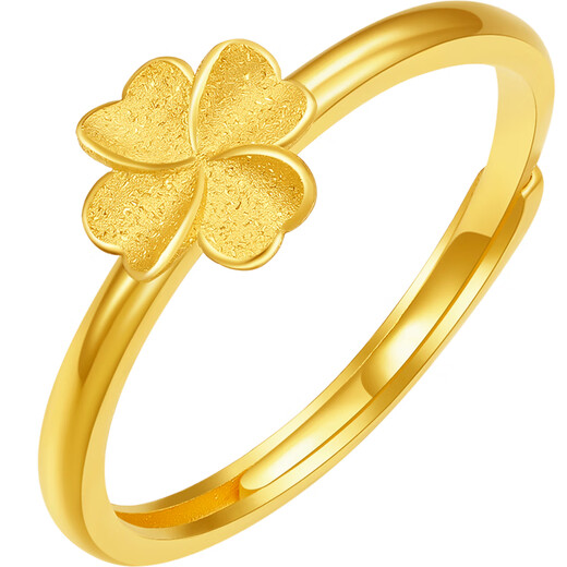Saturday Fortune Lucky Four Leaf Clover Pure Gold 999 Gold Ring for Women Price A0112976 Live No. 14 Approximately 2.26g