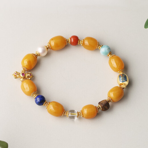 Potala Palace Beeswax Sichuan Material Southern Red Pearl Multi-treasure Bracelet Men's and Women's White Crystal Transfer Bead Bracelet as a birthday gift for your girlfriend