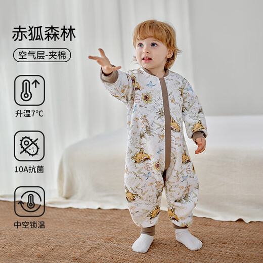 European Pregnancy Sleeping Bag Baby Split Leg Spring and Autumn Air Layer Anti-kick Children's Quilted Sleeping Bag Red Fox Forest Recommended room temperature 17-25 90 Recommended height 80-95cm 15-30 months