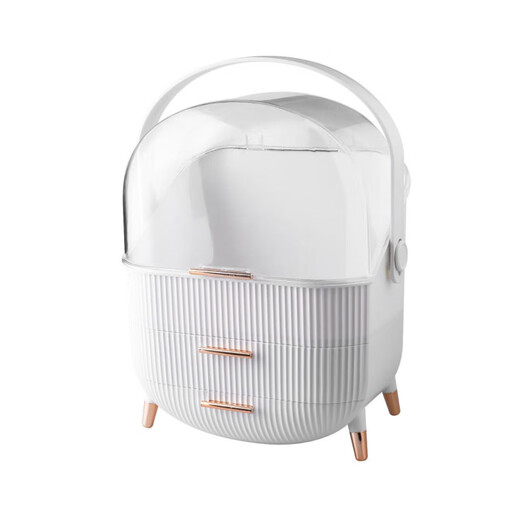 Light luxury desktop cosmetics storage box, skin care products, gouache storage box, large capacity storage cabinet, portable, dustproof, light luxury i style white + pen holder set