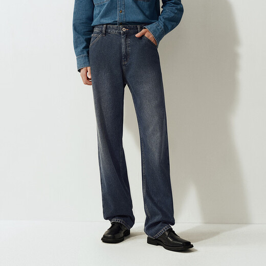 森马（Semir）森柔牛仔丨牛仔裤男宽松直筒裤复古街头2025冬季长裤109725124110