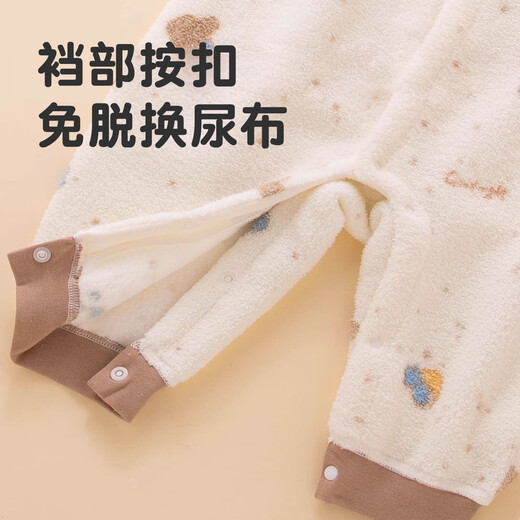 Baby overalls for baby girls, velvet winter one-piece autumn and winter early autumn style outer wear, double-sided warm velvet, coffee color, 90cm 18-24 months, weight 21-25Jin Jin is equal to 0.5 kg